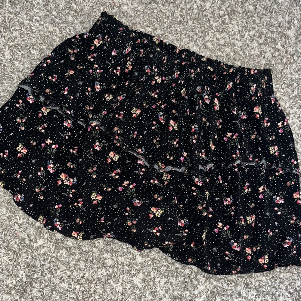 Floral Black Skirt